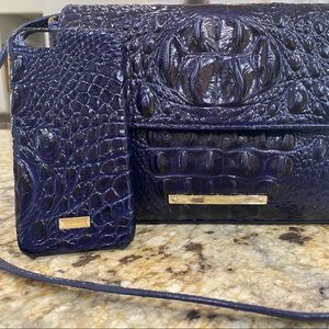 Brahmin Crossbody Bag Purse Clutch Ink Blue